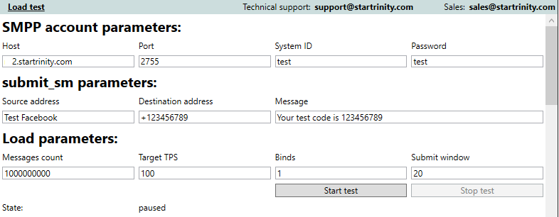 StarTrinity SMPP Test Tool Software