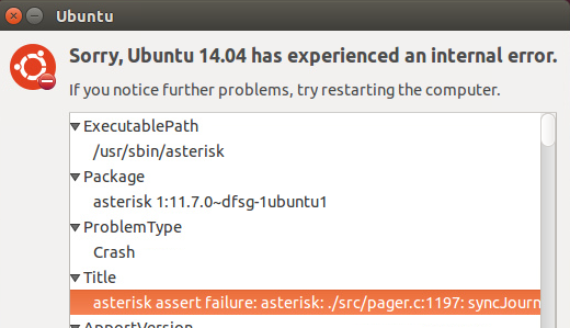 Crash of Asterisk 11.7.0 on Ubuntu 14.04 LTS x64